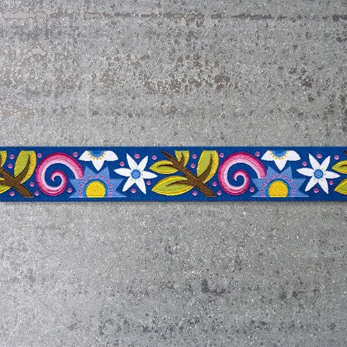 1-1/8 yard Remnant : Jane Sassaman Ribbon : Bouquet - Blue