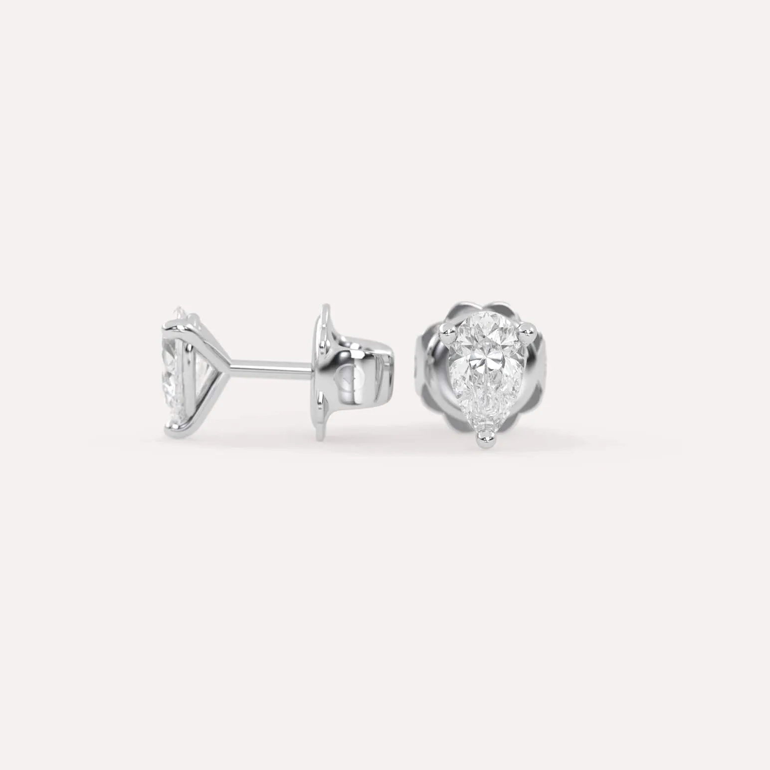 1 carat Pear Diamond Stud Earrings