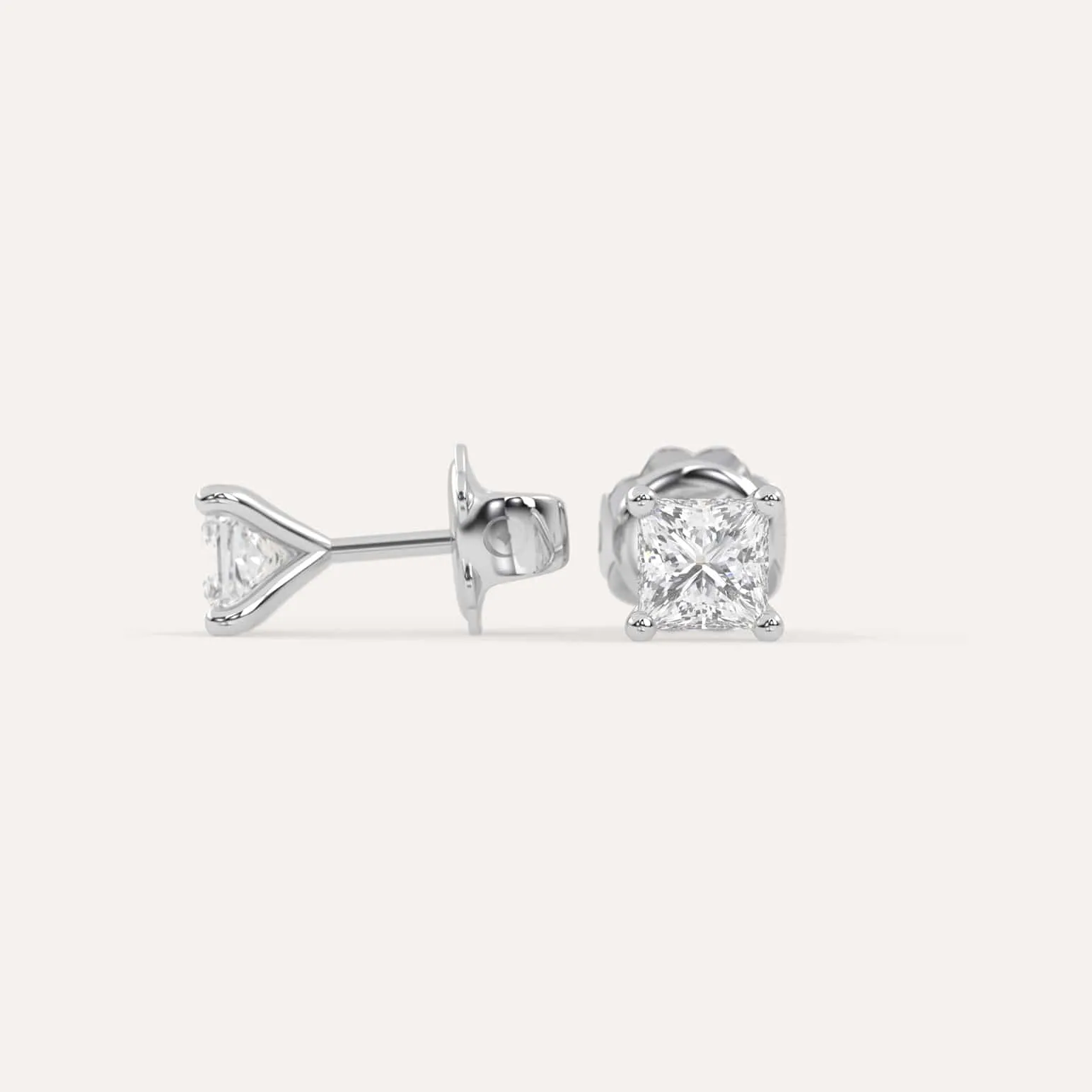 1 carat Princess Diamond Stud Earrings