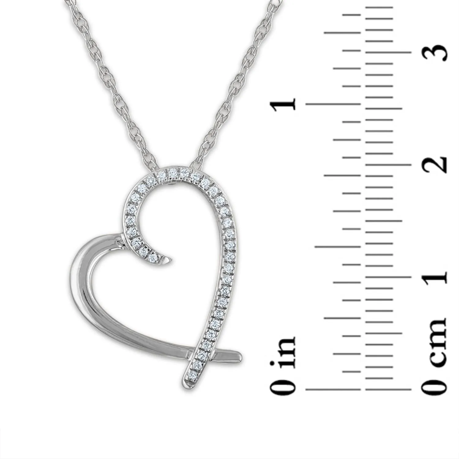 1/10 CTW Diamond Heart 18-inch Pendant in 10KT White Gold