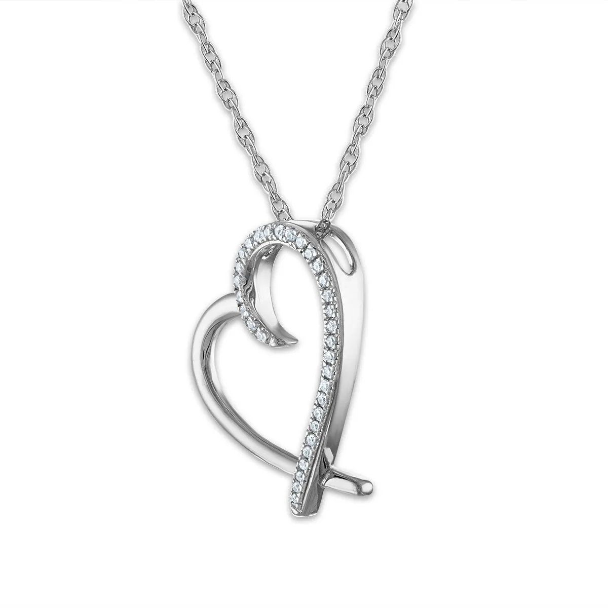 1/10 CTW Diamond Heart 18-inch Pendant in 10KT White Gold