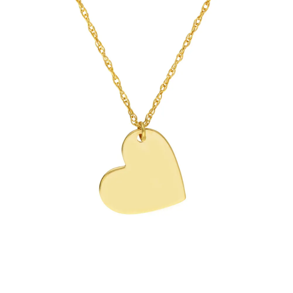 14k Slanted Heart Pendant Necklace 18"