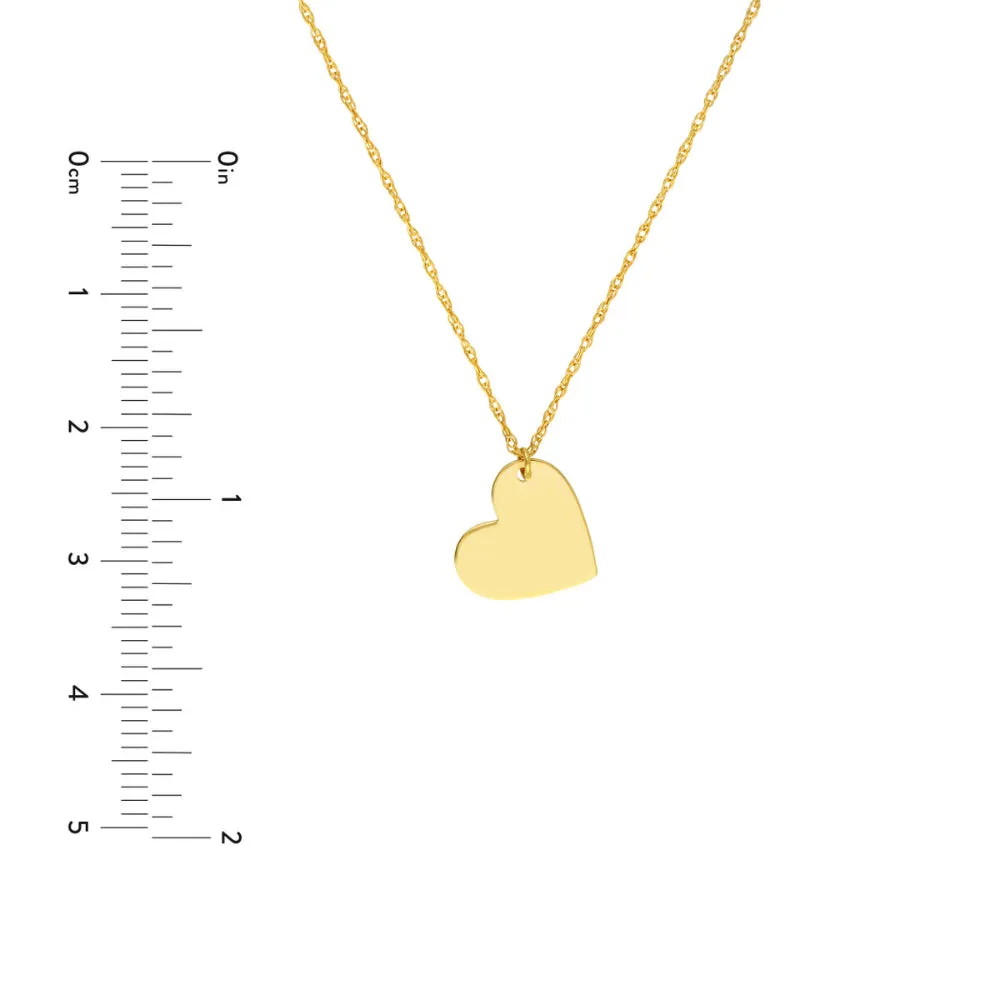 14k Slanted Heart Pendant Necklace 18"