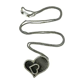 14K White Gold 15" Necklace with Diamond Heart Pendant