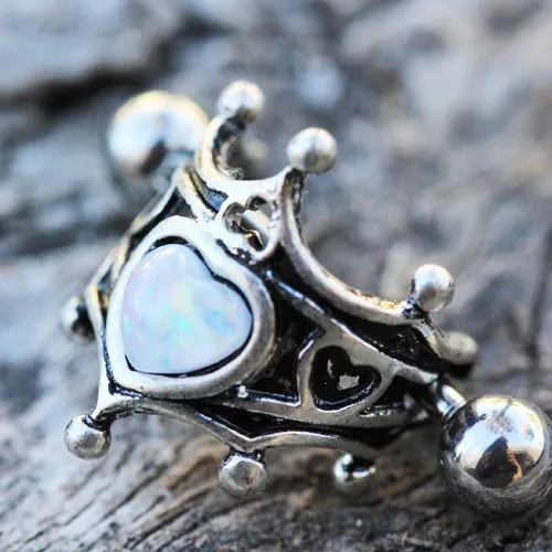 316L Stainless Steel Medieval Design Heart Crown Cartilage Cuff Earring