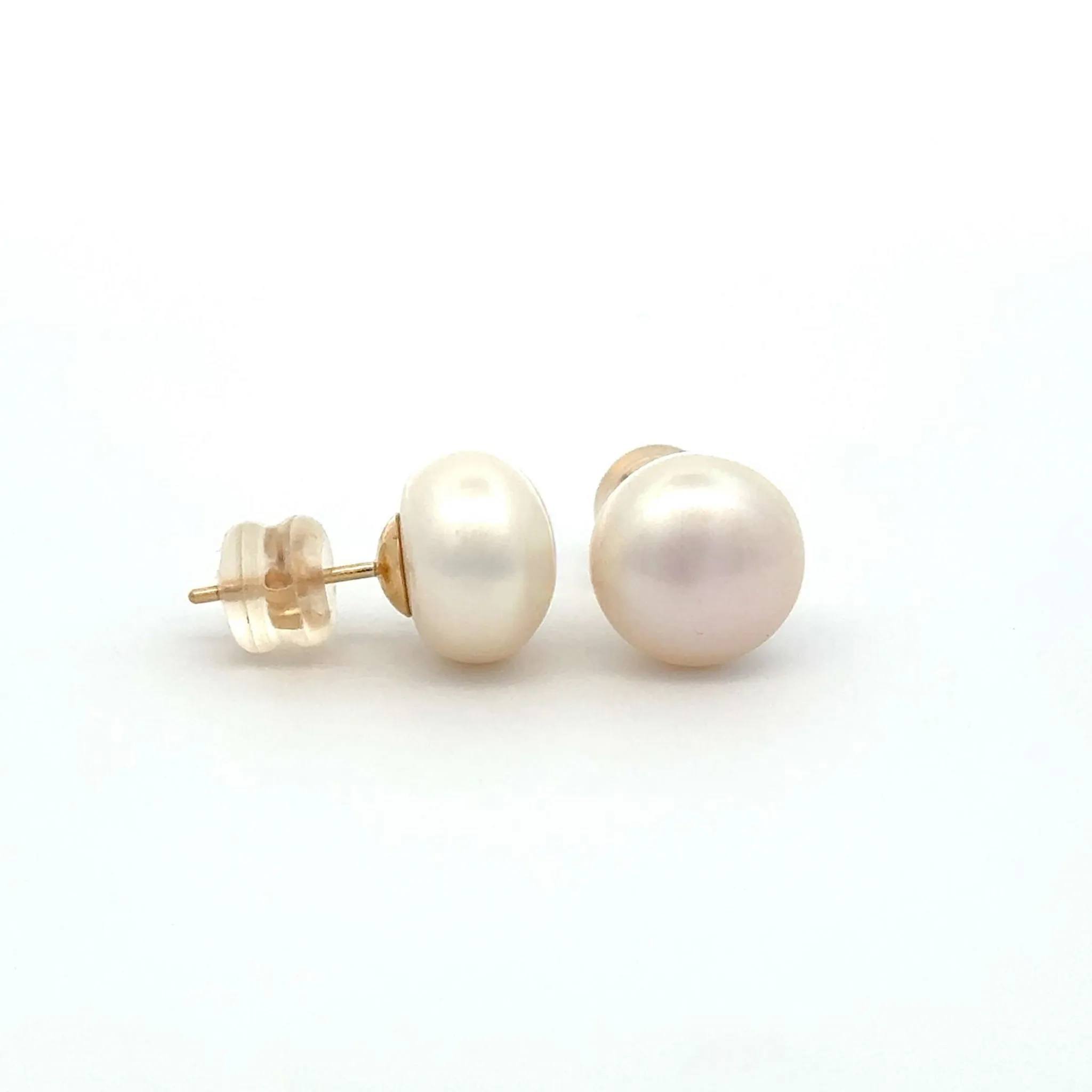 9K Yellow Gold Freshwater Pearl 10-11mm Stud Earrings