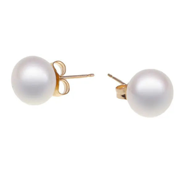 9K Yellow Gold Freshwater Pearl 7.5 -8 mm Stud Earrings