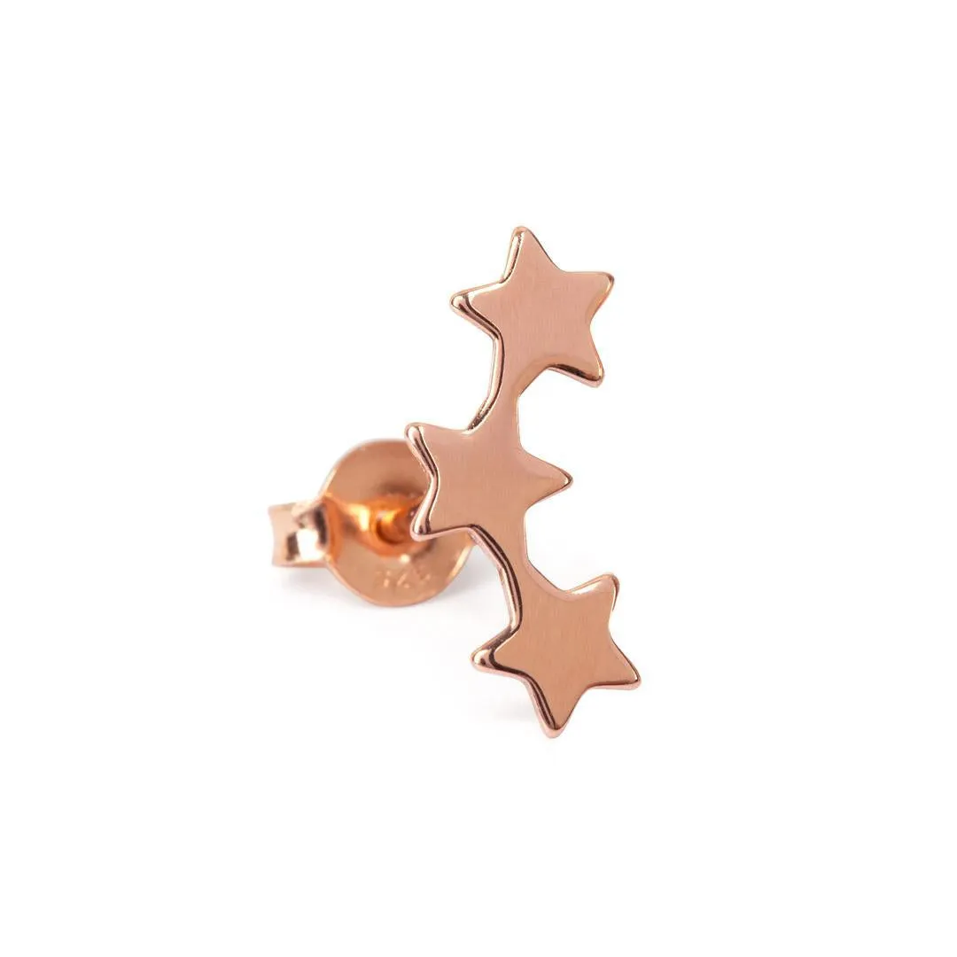 9kt Gold Three Star Stud Earrings