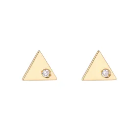 9kt Gold Triangle Single Diamond Stud Earrings