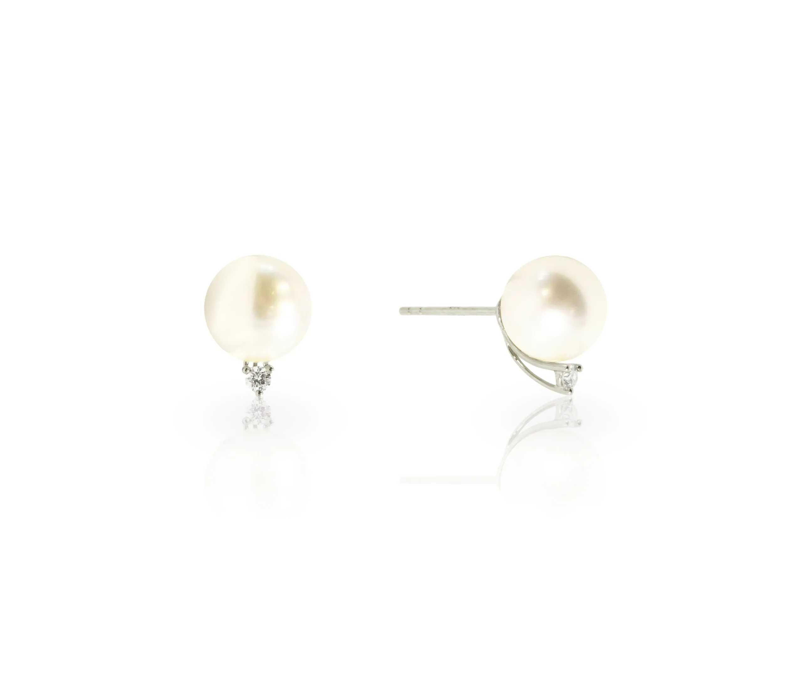 Akoya Pearl and Diamond Stud Earrings