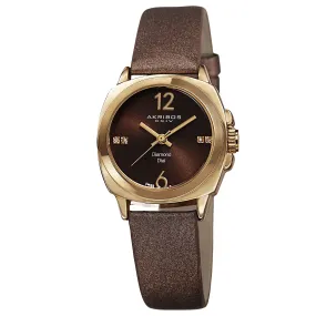 Akribos Xxiv Brown Dial Gold-tone Ladies Watch AK742YG