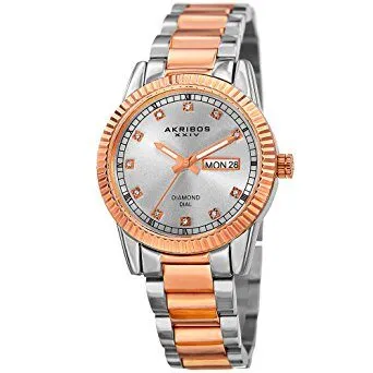 Akribos Xxiv Diamond Dial Two Tone Ladies Watch AK965TTR