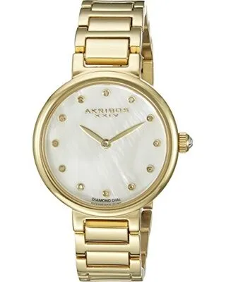 Akribos Xxiv Empire White Mother Of Pearl Dial Ladies Watch AK877YG