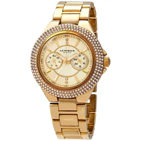 Akribos Xxiv Gold Tone Dial Multi-function Ladies Watch AK789YG