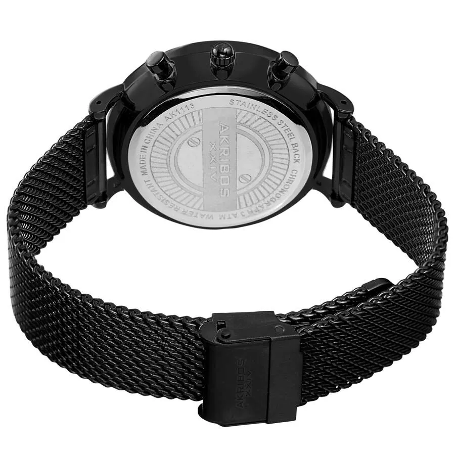 Akribos Xxiv Quartz Black Dial Black-plated Mesh Men's Watch AK1113BK