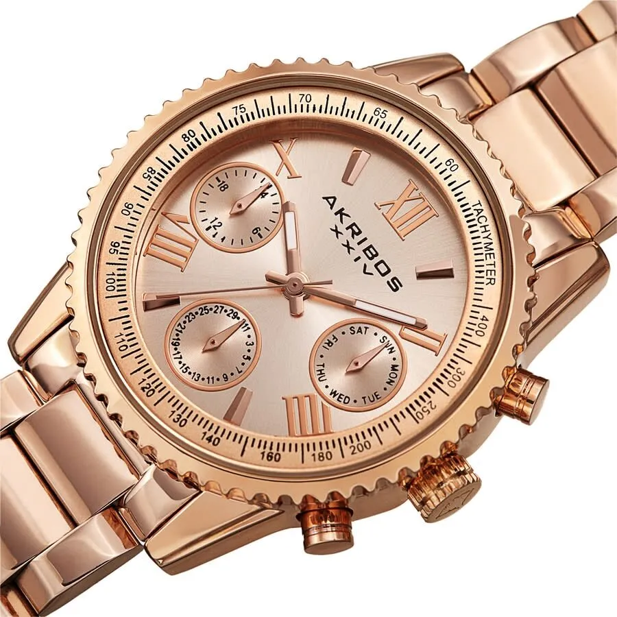 Akribos Xxiv Quartz Rose Gold Dial Ladies Watch AK1100RG