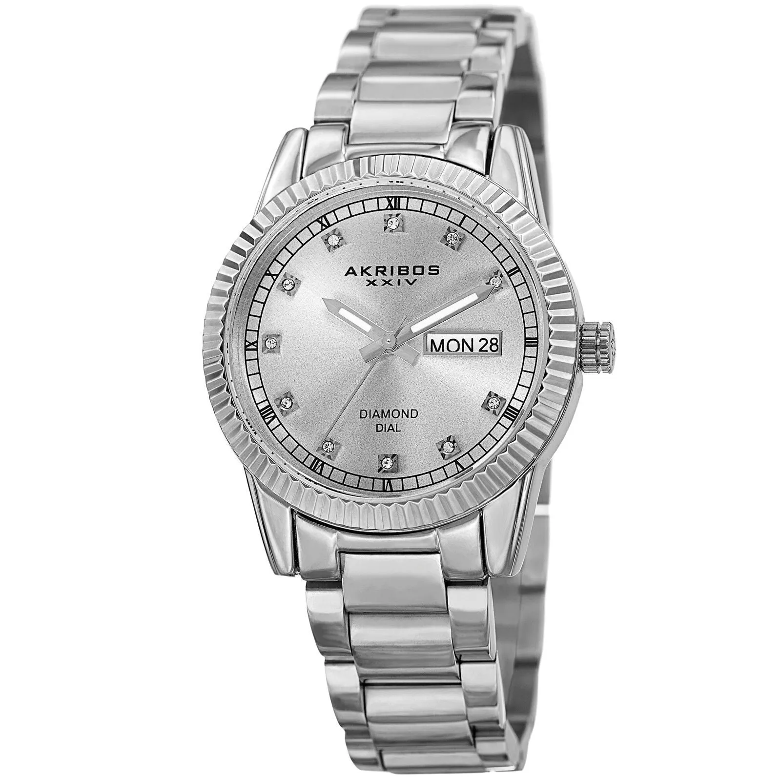 Akribos Xxiv Ultimate Silver Dial Diamond Ladies Watch AK965SS