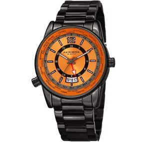 Akribos Xxiv World Time Quartz Orange Dial Men's Watch AK1021GNOR