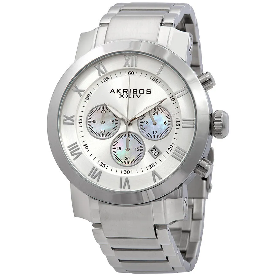 Akribos XxivGrandiose Chronograph Silver Dial Stainless Steel Men's Watch AK622SS