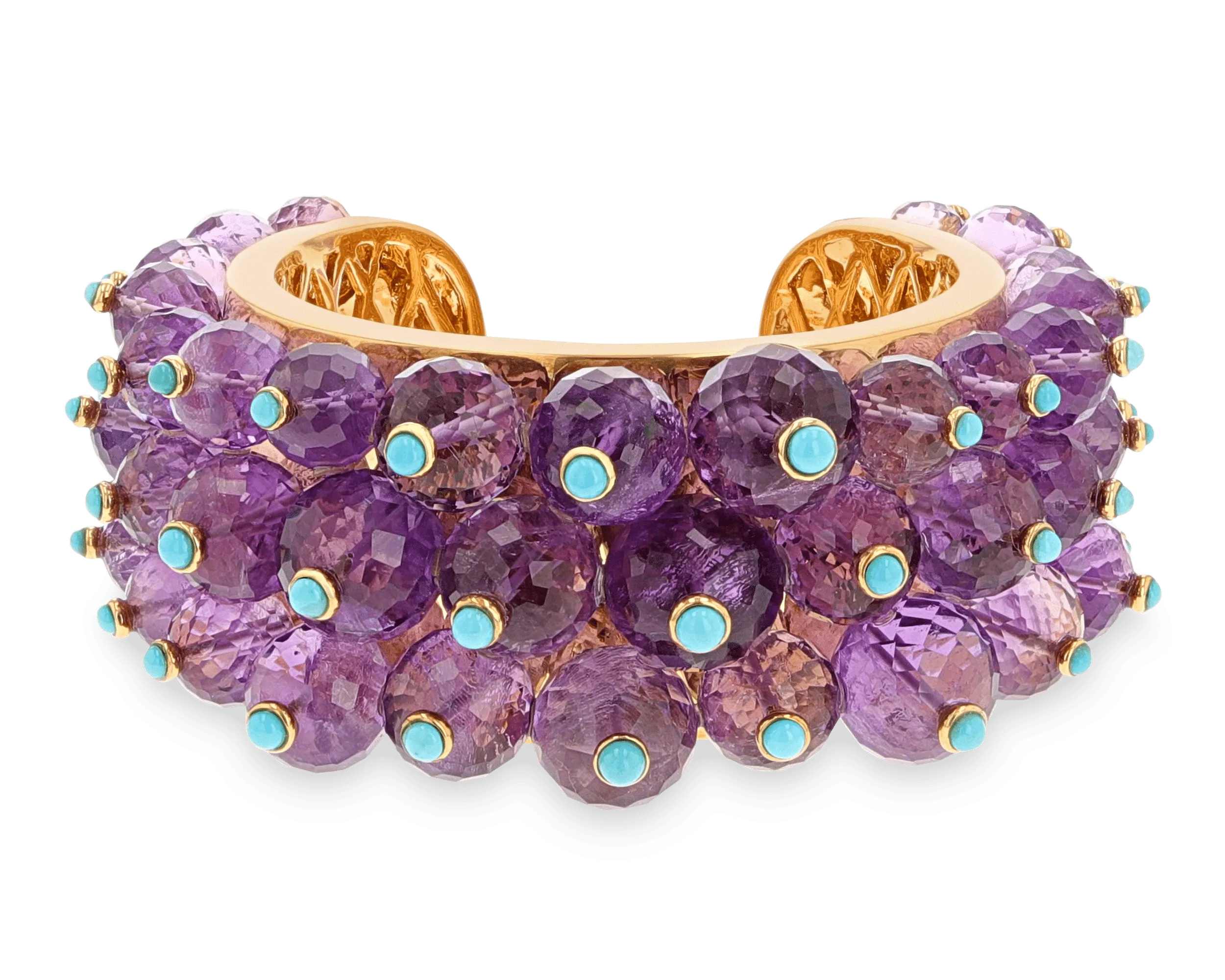 Amethyst and Turquoise Cuff Bracelet