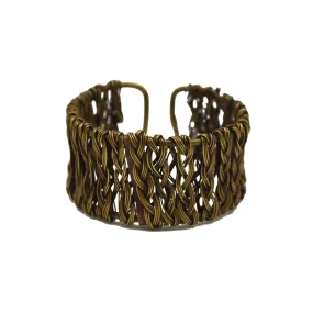 Anju Basketweave Brass Vertical Braided Rows Cuff Bracelet