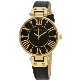 Anne Klein Black Dial Black Leather Ladies Watch 1396BMBK