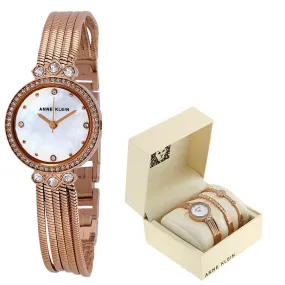 Anne Klein Mother of Pearl Dial Ladies Watch Set AK/3202RGST