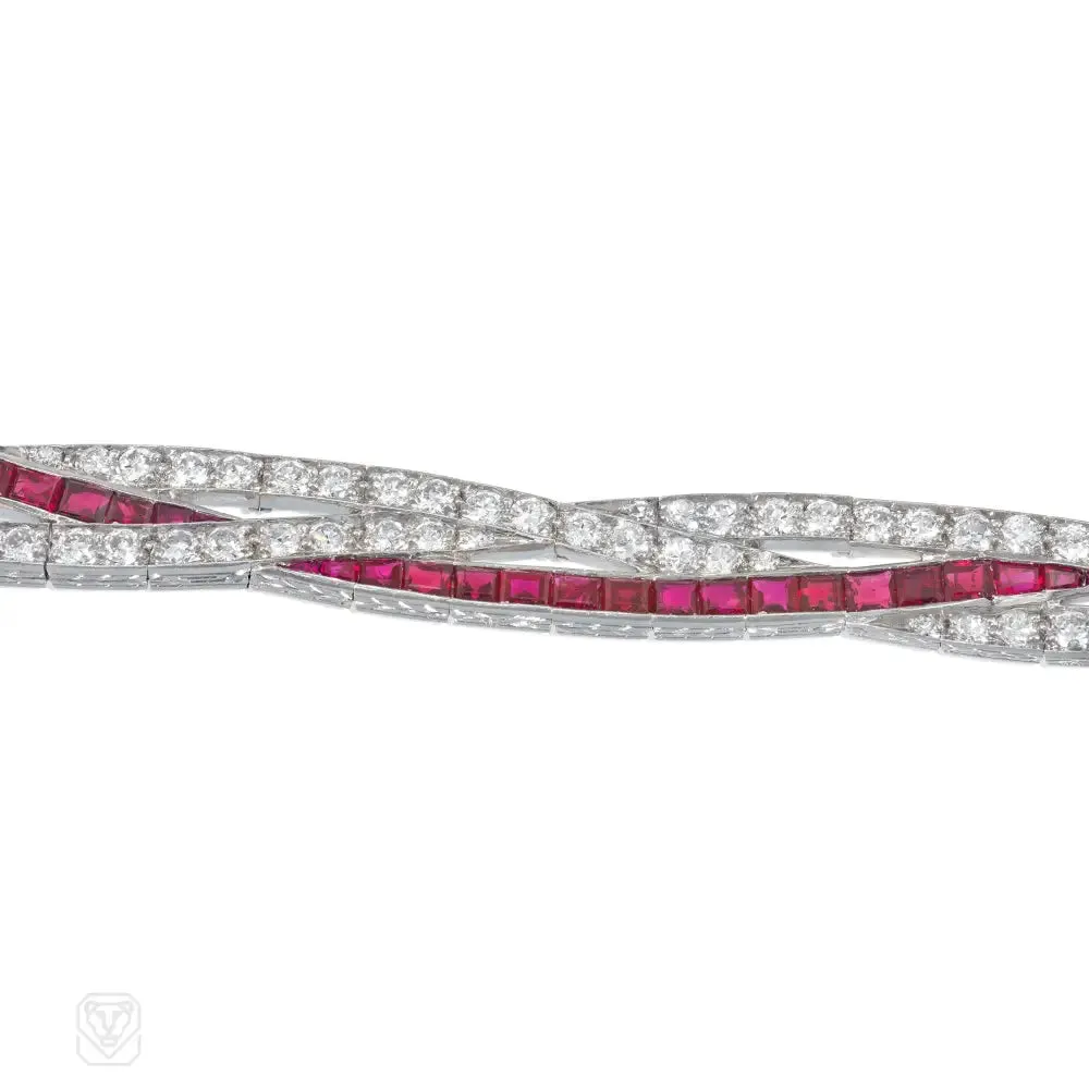 Art Deco J.E. Caldwell ruby and diamond bracelet