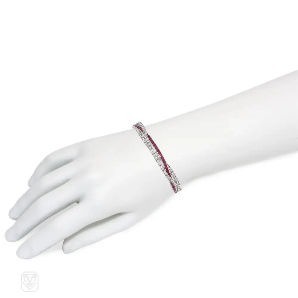 Art Deco J.E. Caldwell ruby and diamond bracelet