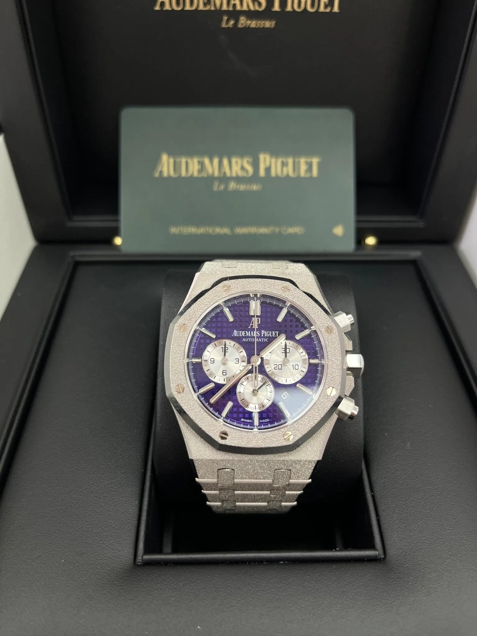 Audemars Piguet Royal Oak Selfwinding Chronograph Frosted White Gold Purple Dial LIMITED EDITION OF 200 (Ref # 26331BC.GG.1224BC.01)