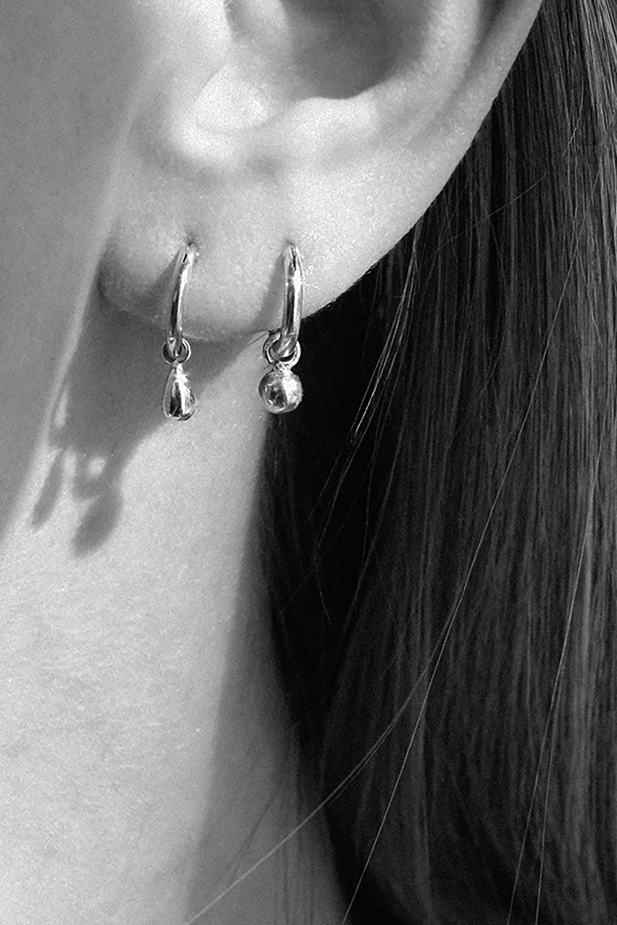 baby drop earring hoop sterling silver <br> by Neinties