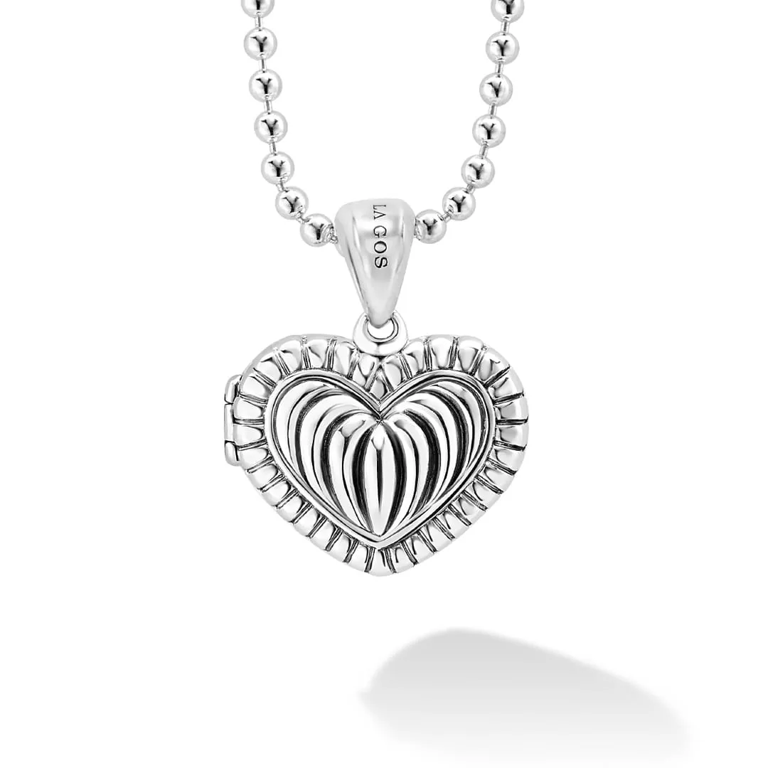 Beloved Fluted Heart Locket Necklace