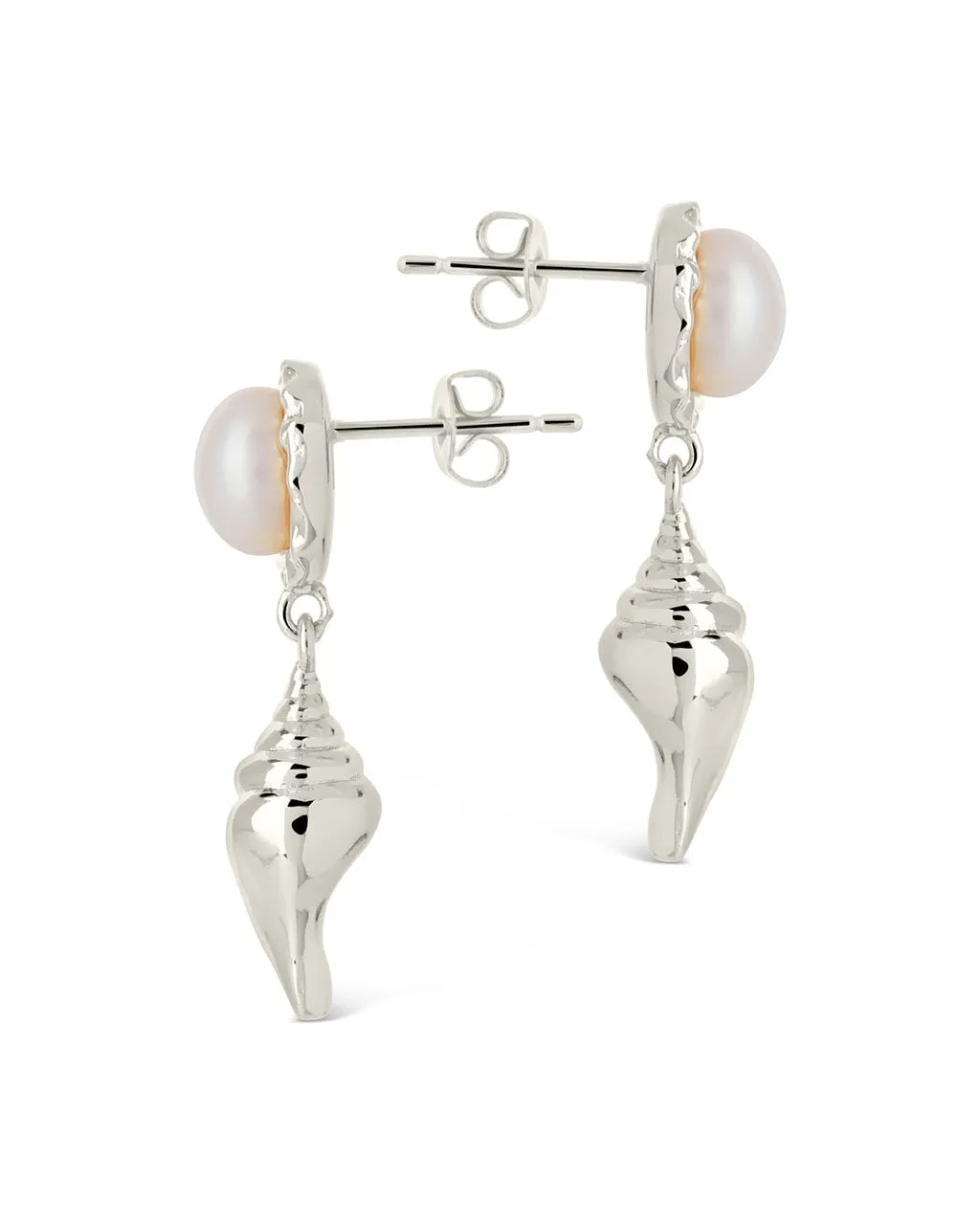 Beverly Pearl Shell Drop Stud Earrings