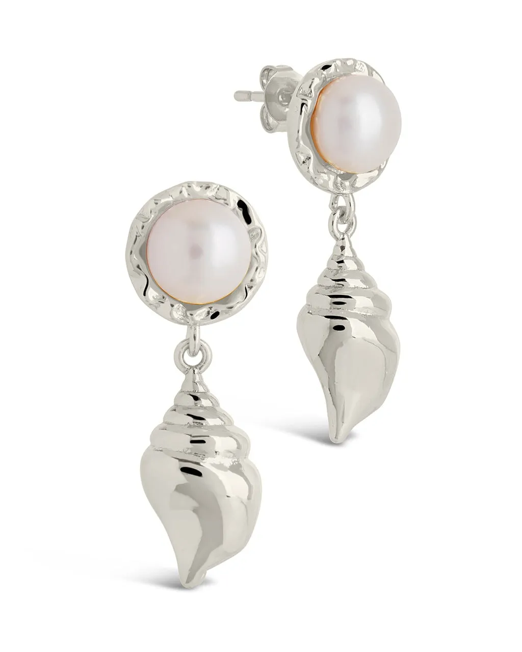 Beverly Pearl Shell Drop Stud Earrings