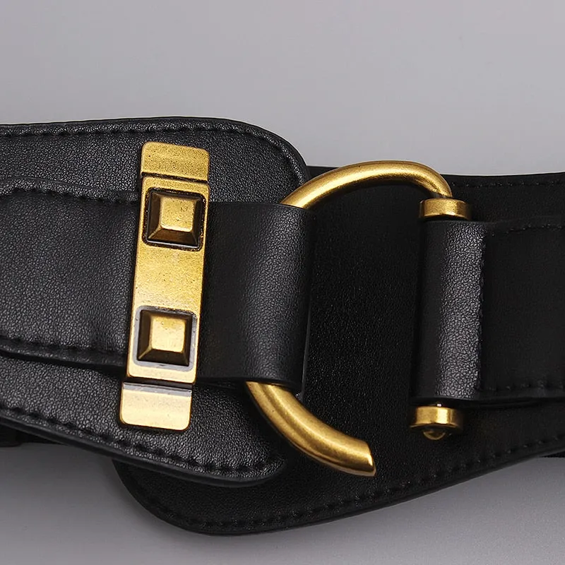 Big Gold Color Pin Buckle Waistband Female Waist Belt