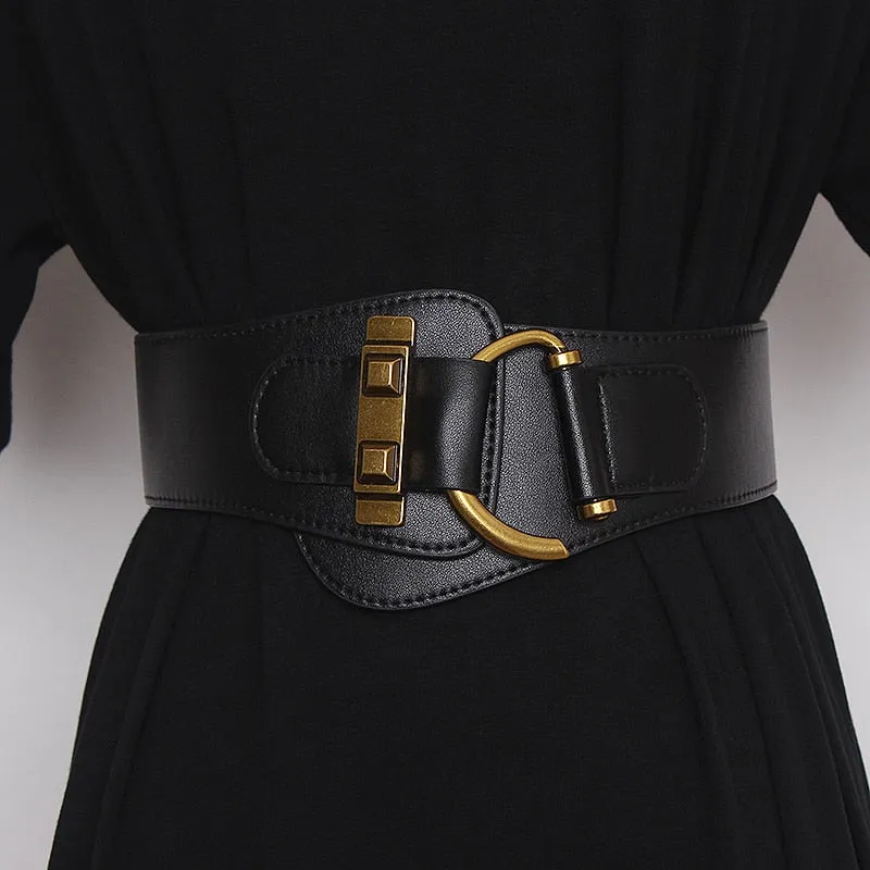 Big Gold Color Pin Buckle Waistband Female Waist Belt