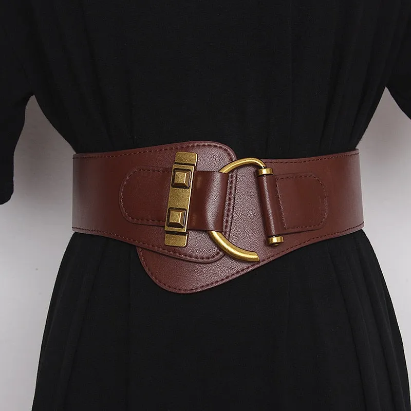 Big Gold Color Pin Buckle Waistband Female Waist Belt