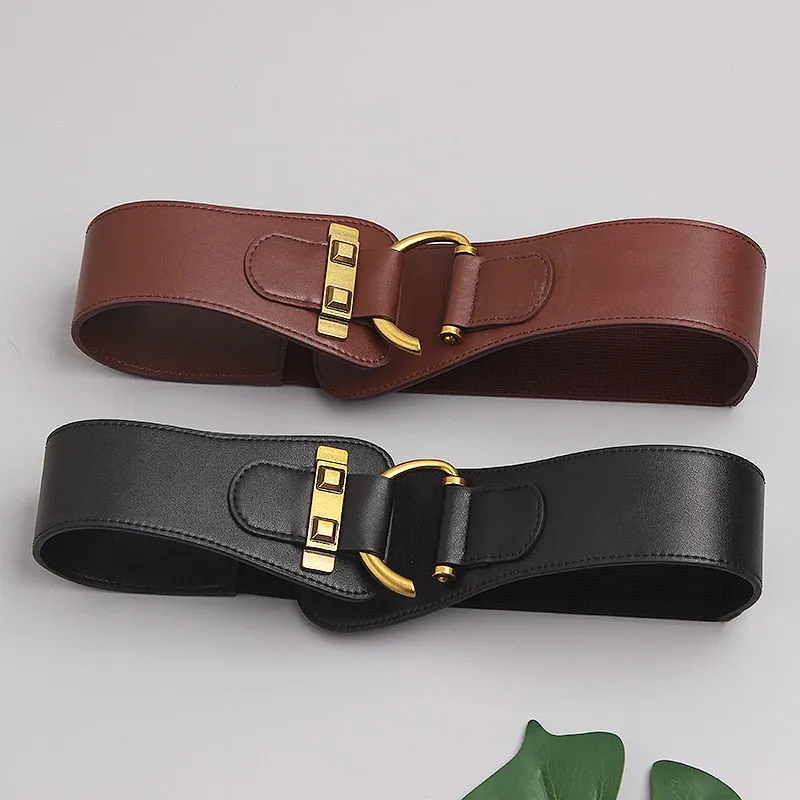 Big Gold Color Pin Buckle Waistband Female Waist Belt