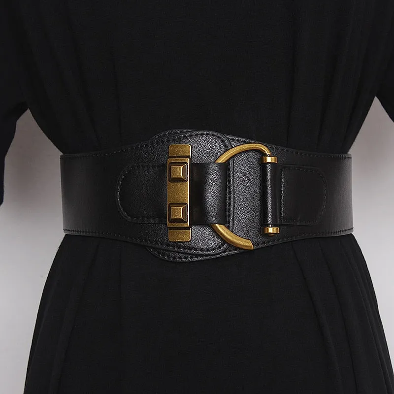 Big Gold Color Pin Buckle Waistband Female Waist Belt