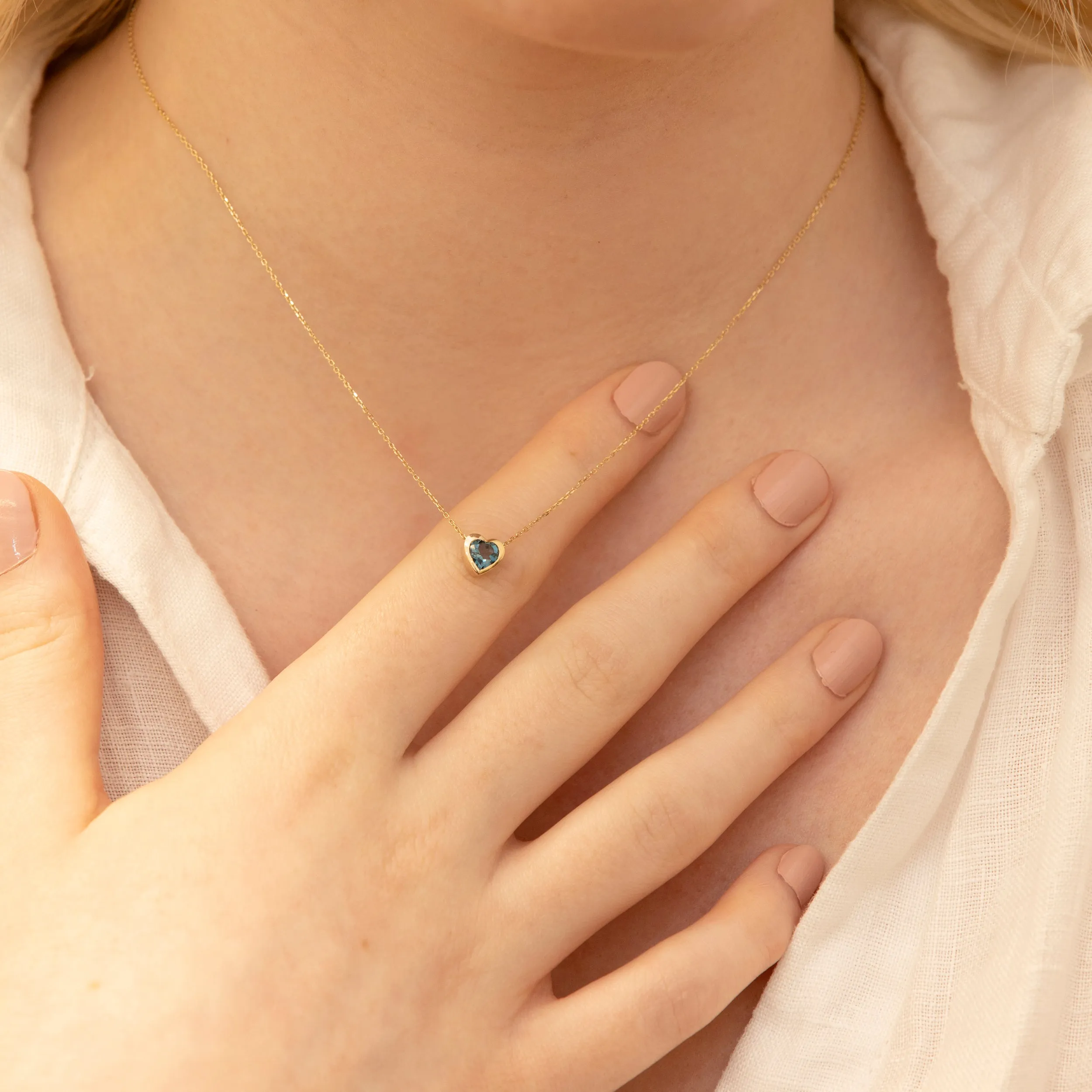 Blue Topaz Heart Necklace, Ashly