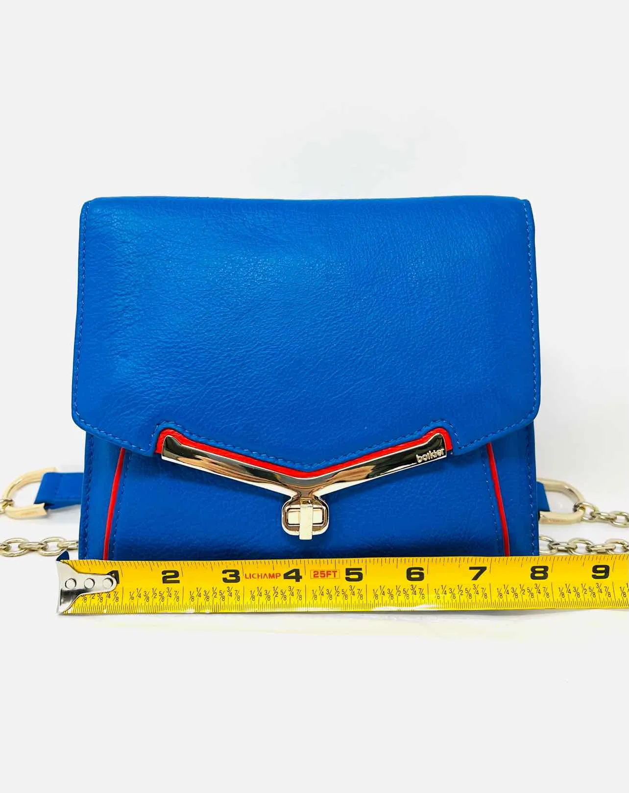 Blue/Gold Chain Leather Designer Crossbody Purse