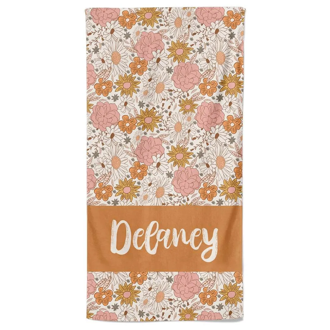 Boho Floral Personalized Kids Beach Towel | All Floral