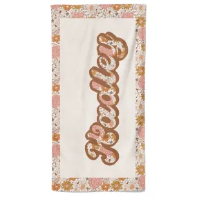 Boho Floral Personalized Kids Beach Towel | Floral Name