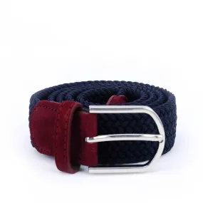 Braided Belt | Navy | Burgundy Suede | Steel