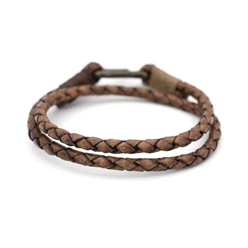 Braided Leather Double Wrap Bracelet