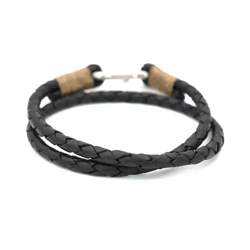 Braided Leather Double Wrap Bracelet