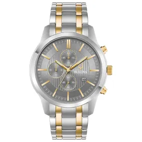 Bulova Two-Tone Chronograph Silver Dial Men's Watch| 98B309