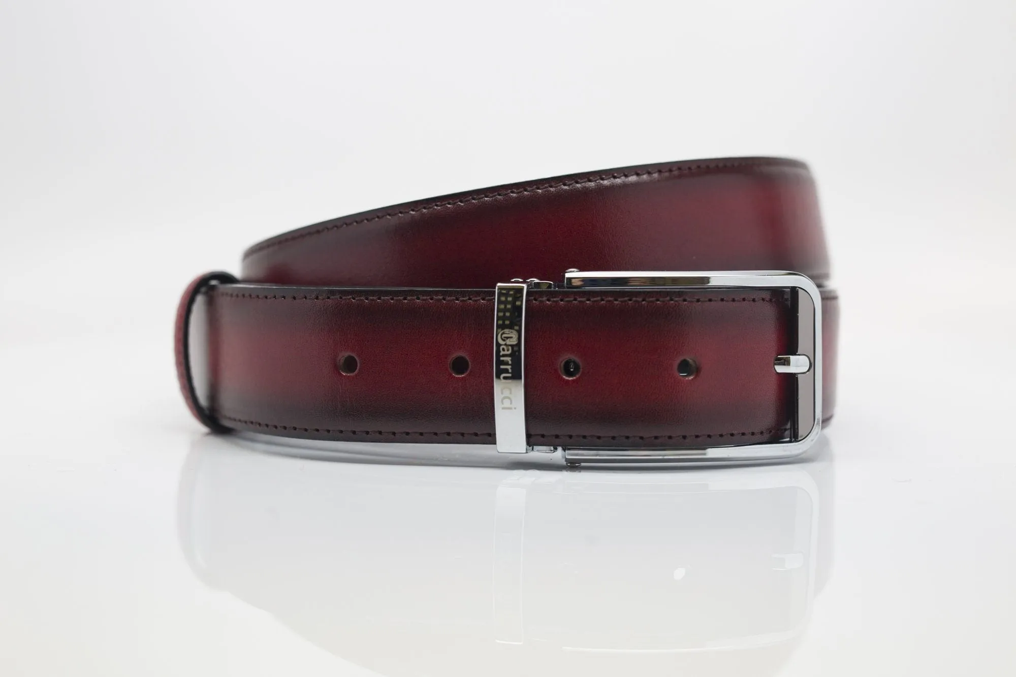 Burnished Calfskin Belt Burgundy