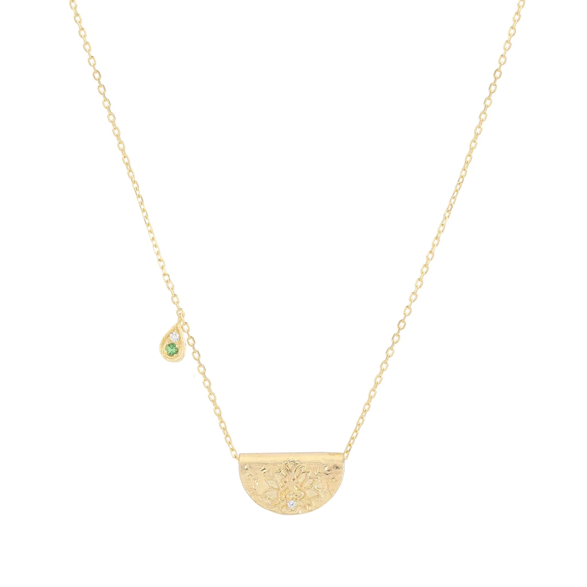 By Charlotte Lotus Birthstone Necklace (May), Gold