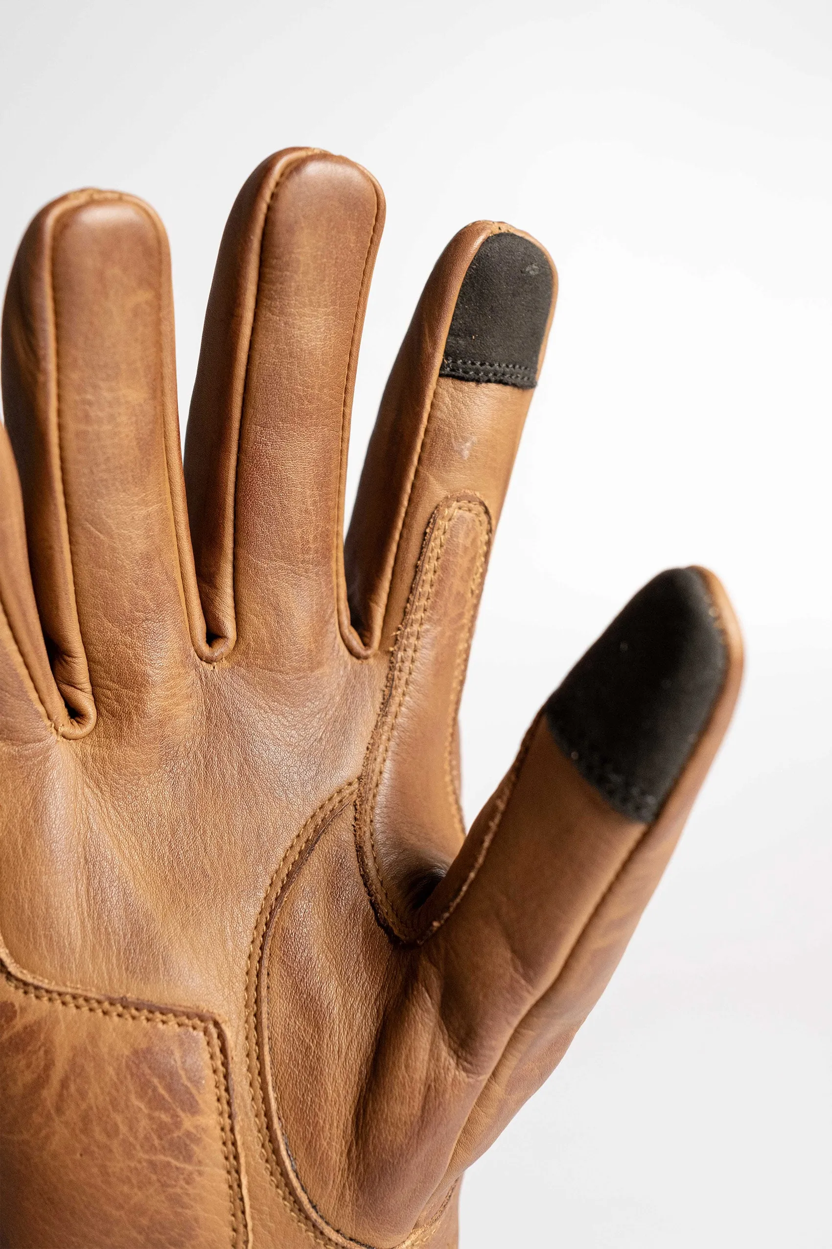 Cafe Quilted Leather Motorcycle Gloves - Toffee